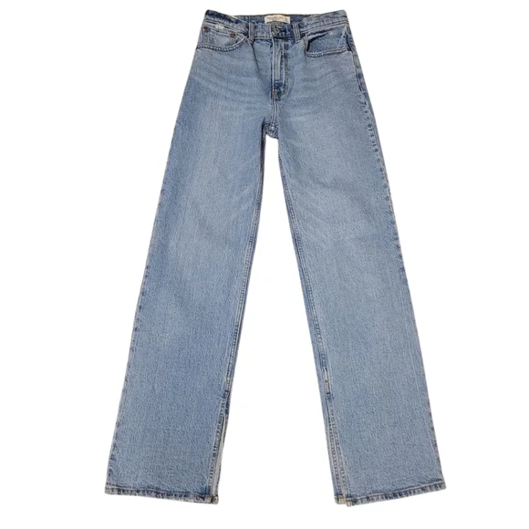 Abercrombie & Fitch 90's Relaxed Blue Jean High Rise Women's Size 27 / 4 LONG - Picture 3 of 11